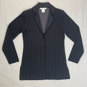 Exclusively Misook | Vintage Black & White Pinstripe Stretch Knit Blazer | XS